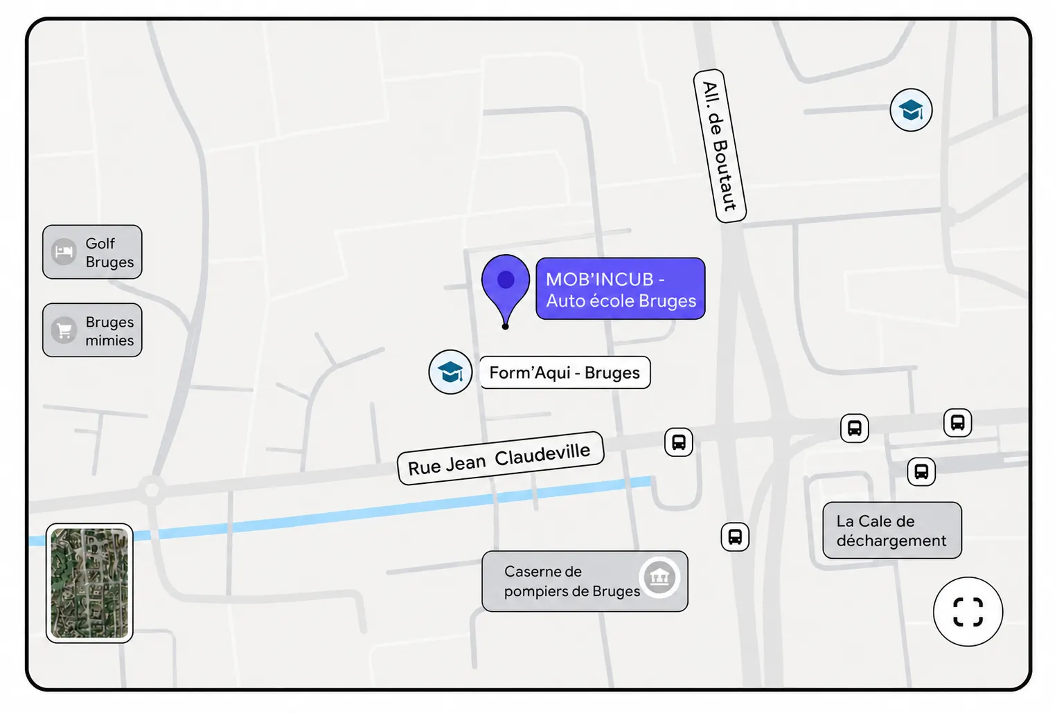 Plan d'accès Mob'incub, 11 Av. de Chavailles, 33520 Bruges